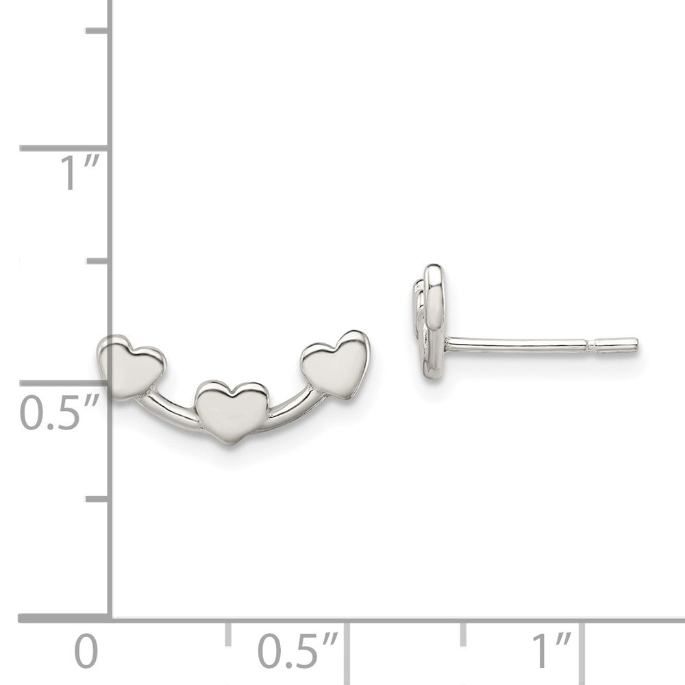 Sterlingsilber Poliert 3-heart Ohrstecker