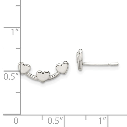 Sterlingsilber Poliert 3-heart Ohrstecker