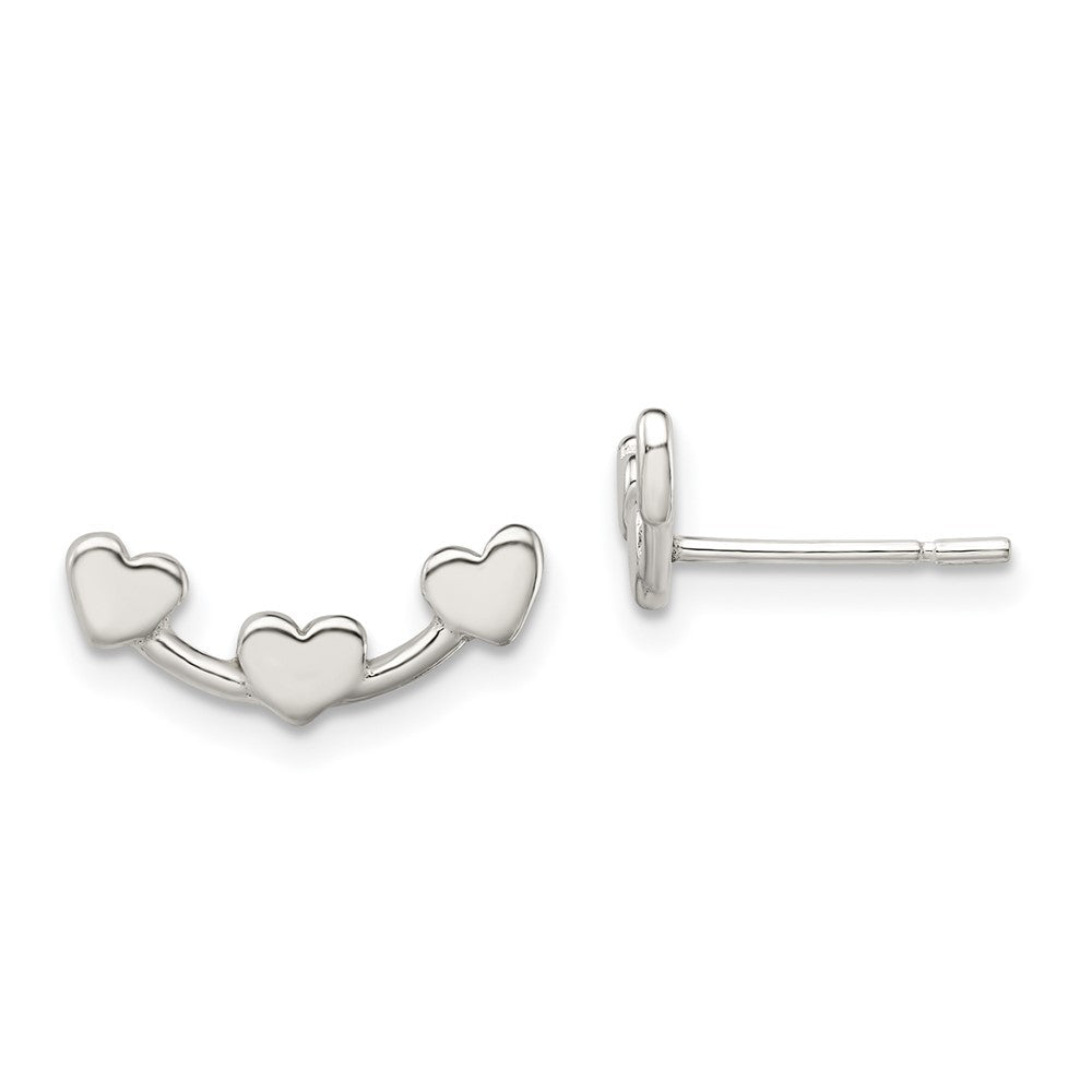 Sterlingsilber Poliert 3-heart Ohrstecker