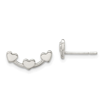 Sterlingsilber Poliert 3-heart Ohrstecker