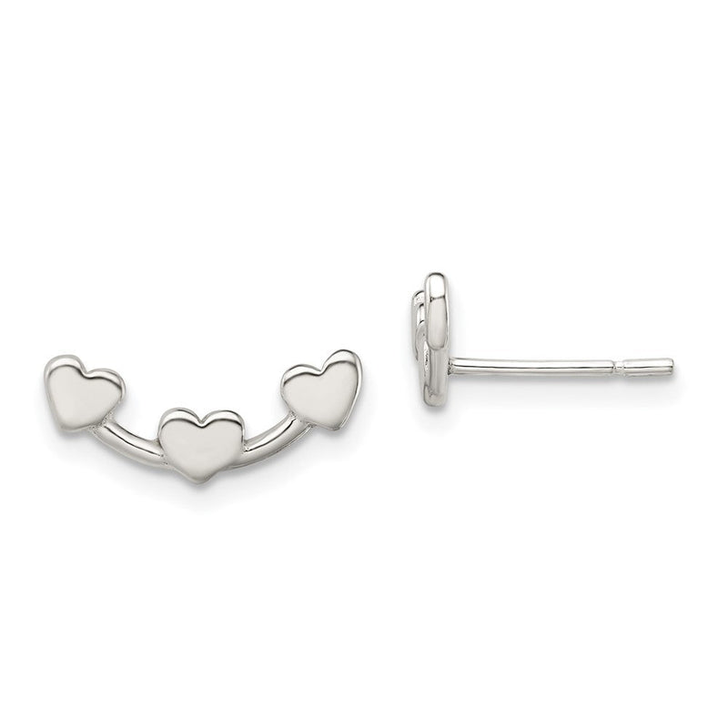 Sterlingsilber Poliert 3-heart Ohrstecker