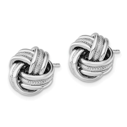 Sterlingsilber Rhodium-plate Strukturiert Poliert Liebe Knoten Ohrringe