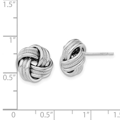 Sterlingsilber Rhodium-plate Strukturiert Poliert Liebe Knoten Ohrringe