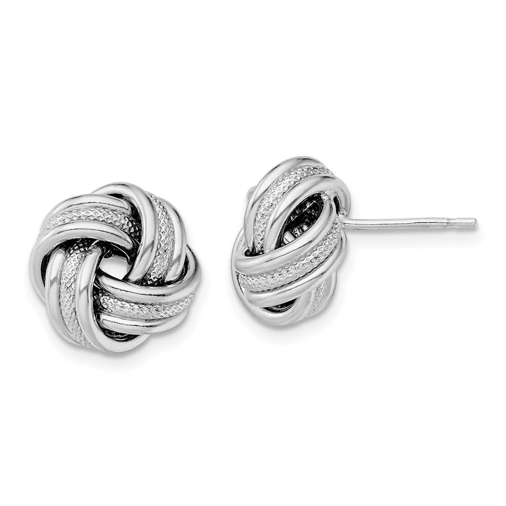 Sterlingsilber Rhodium-plate Strukturiert Poliert Liebe Knoten Ohrringe