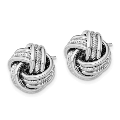 Sterlingsilber Rhodiniert Strukturiert Liebe Knoten Ohrstecker