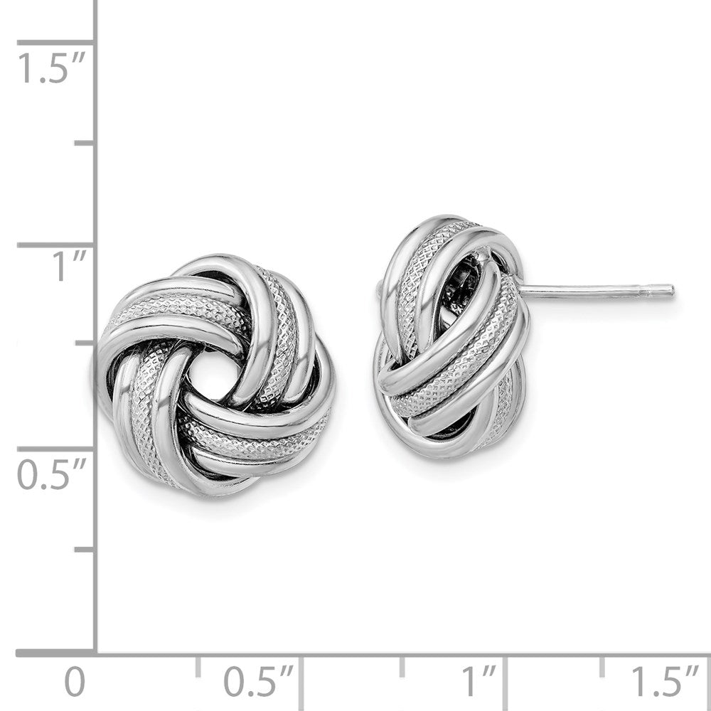 Sterlingsilber Rhodiniert Strukturiert Liebe Knoten Ohrstecker