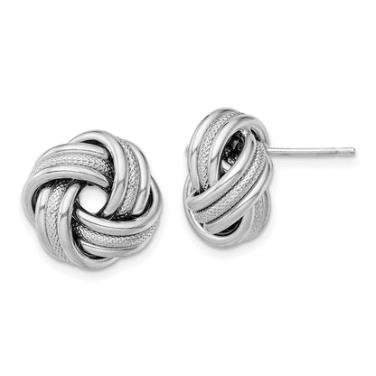 Sterlingsilber Rhodiniert Strukturiert Liebe Knoten Ohrstecker