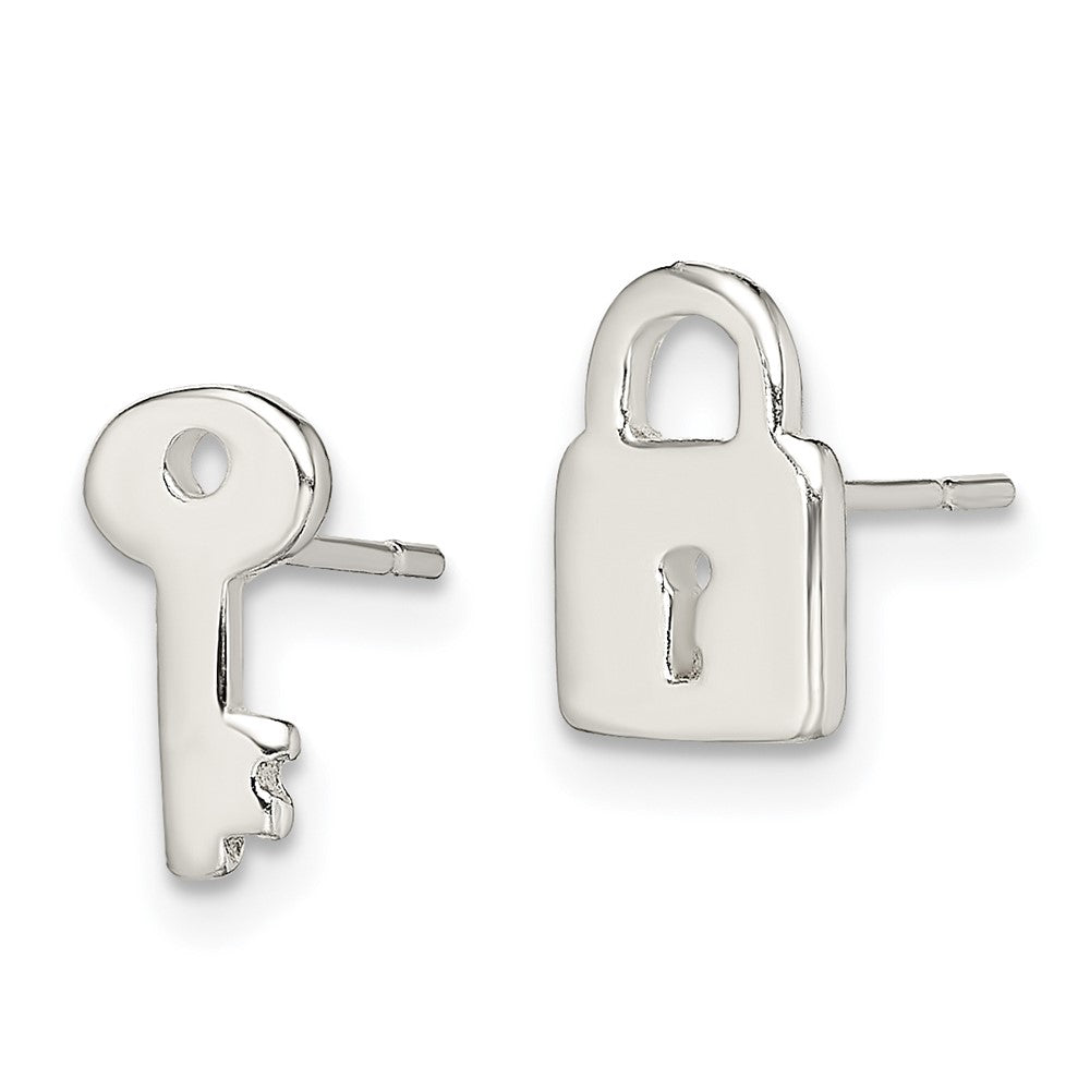 Sterlingsilber Poliert Left und Right Schloss/key Ohrstecker