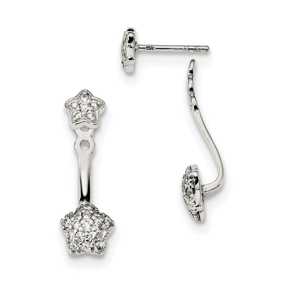 Sterlingsilber Zirkonia Removeable Vorderseite Rückseite Stern Ohrringe