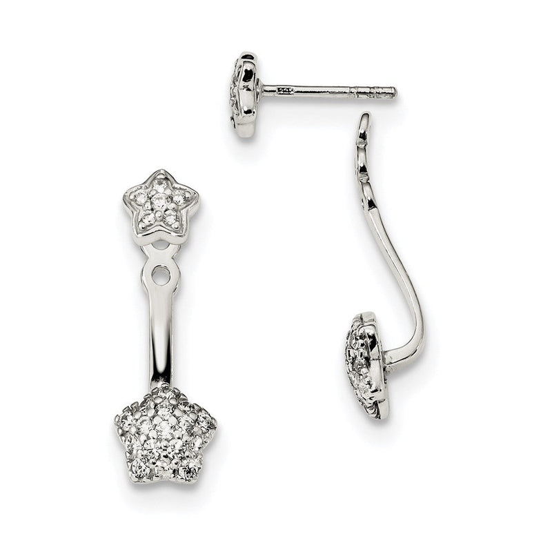 Sterlingsilber Zirkonia Removeable Vorderseite Rückseite Stern Ohrringe