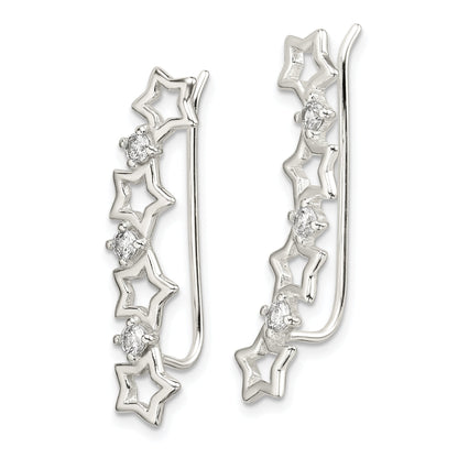 Sterlingsilber Poliert Zirkonia Sterne Ohr Climber Ohrringe