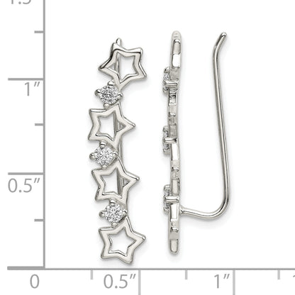Sterlingsilber Poliert Zirkonia Sterne Ohr Climber Ohrringe