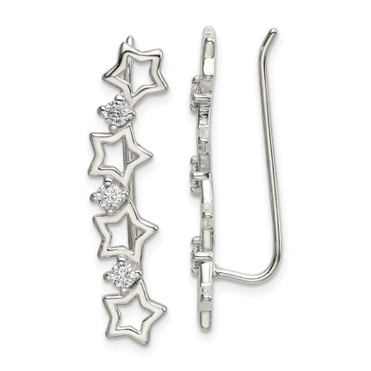 Sterlingsilber Poliert Zirkonia Sterne Ohr Climber Ohrringe
