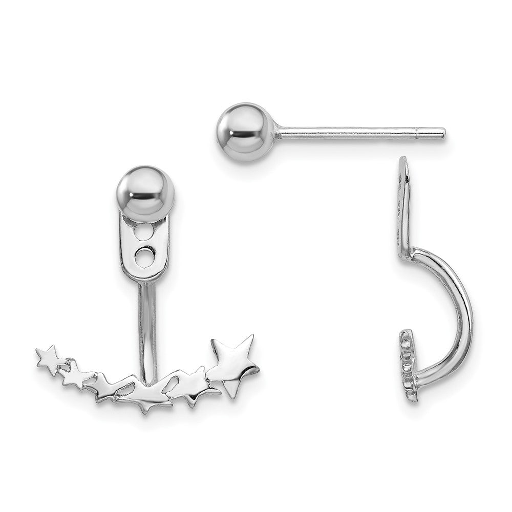 Sterlingsilber Rhodiniert Vorderseite und Rückseite Stern Ohrstecker