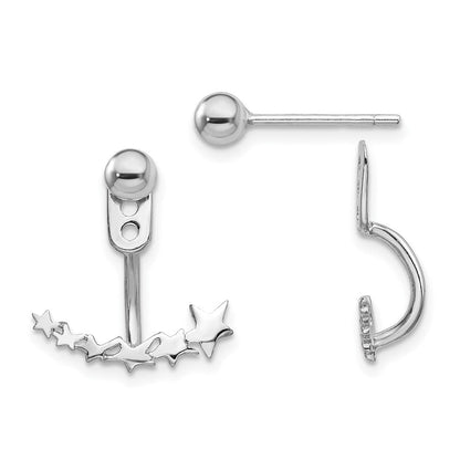 Sterlingsilber Rhodiniert Vorderseite und Rückseite Stern Ohrstecker