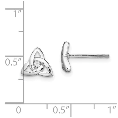 Sterlingsilber Rhodiniert Zirkonia Dreifaltigkeit Ohrstecker