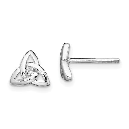 Sterlingsilber Rhodiniert Zirkonia Dreifaltigkeit Ohrstecker