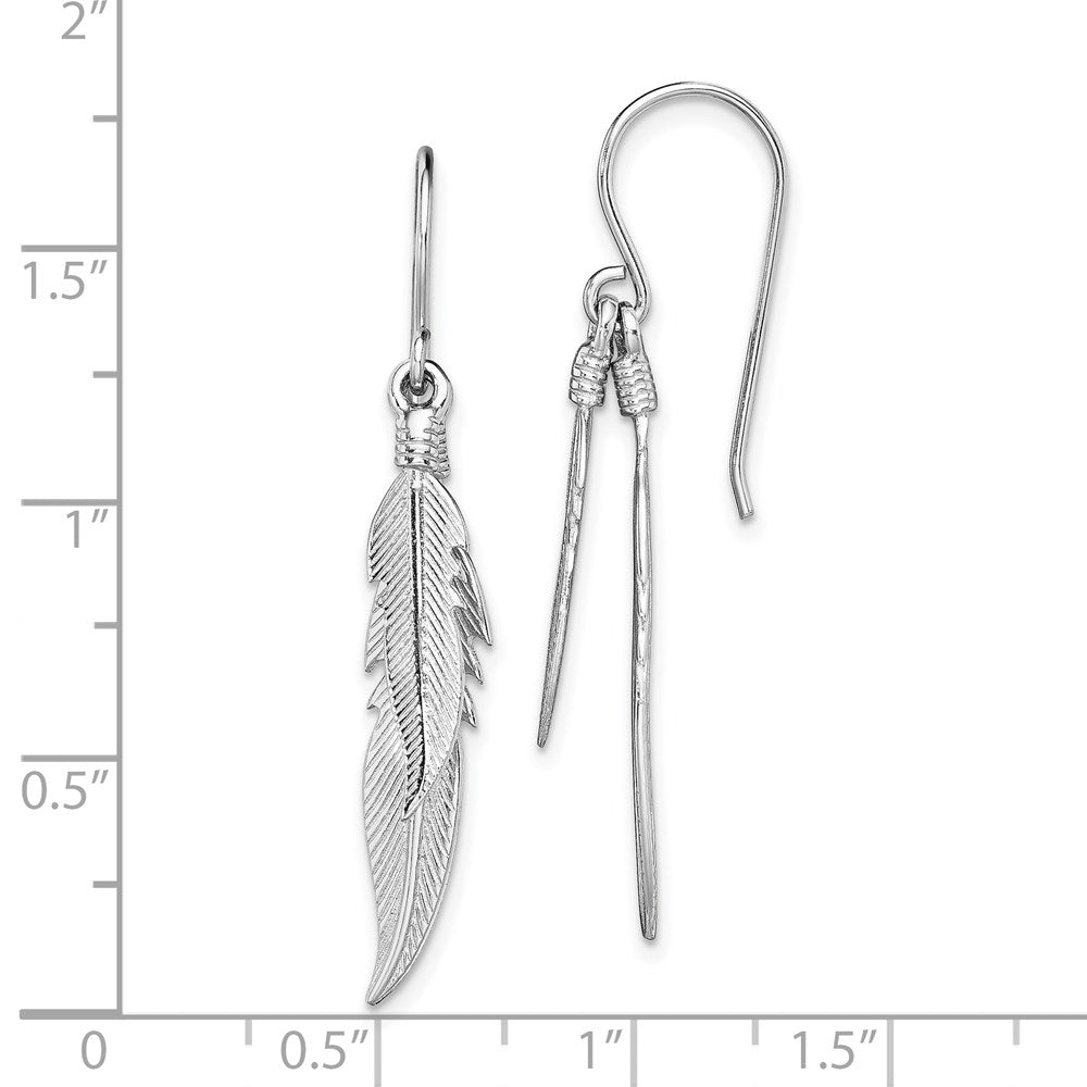 Sterlingsilber Rhodiniert Poliert Feathers Ohrhänger
