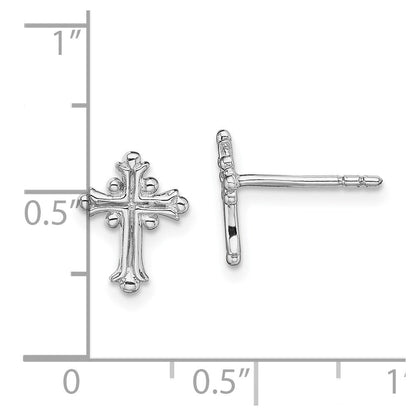 Sterlingsilber Rhodiniert Poliert Strukturiert Knospend Kreuz Ohrstecker