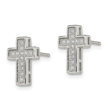 Sterlingsilber Rhodiniert Zirkonia Kreuz Ohrstecker