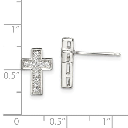 Sterlingsilber Rhodiniert Zirkonia Kreuz Ohrstecker