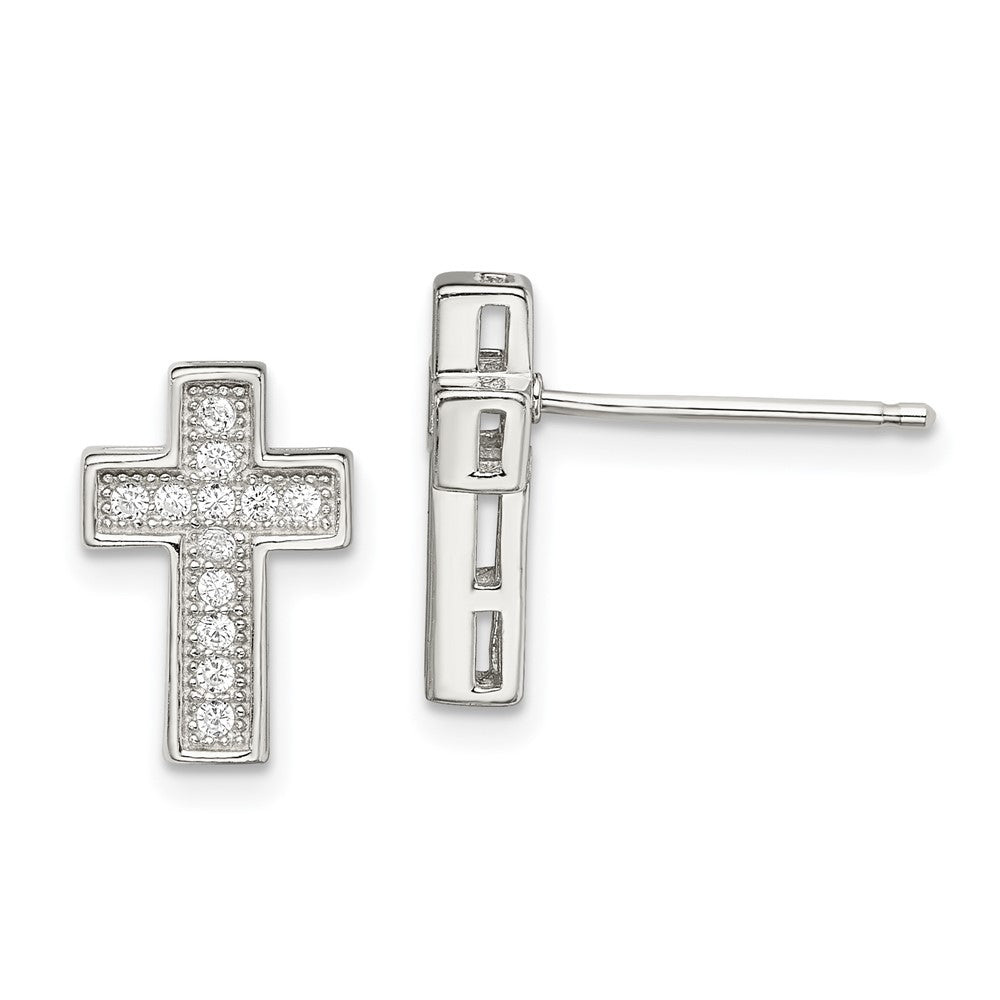 Sterlingsilber Rhodiniert Zirkonia Kreuz Ohrstecker