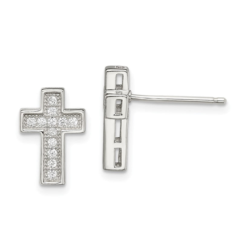 Sterlingsilber Rhodiniert Zirkonia Kreuz Ohrstecker