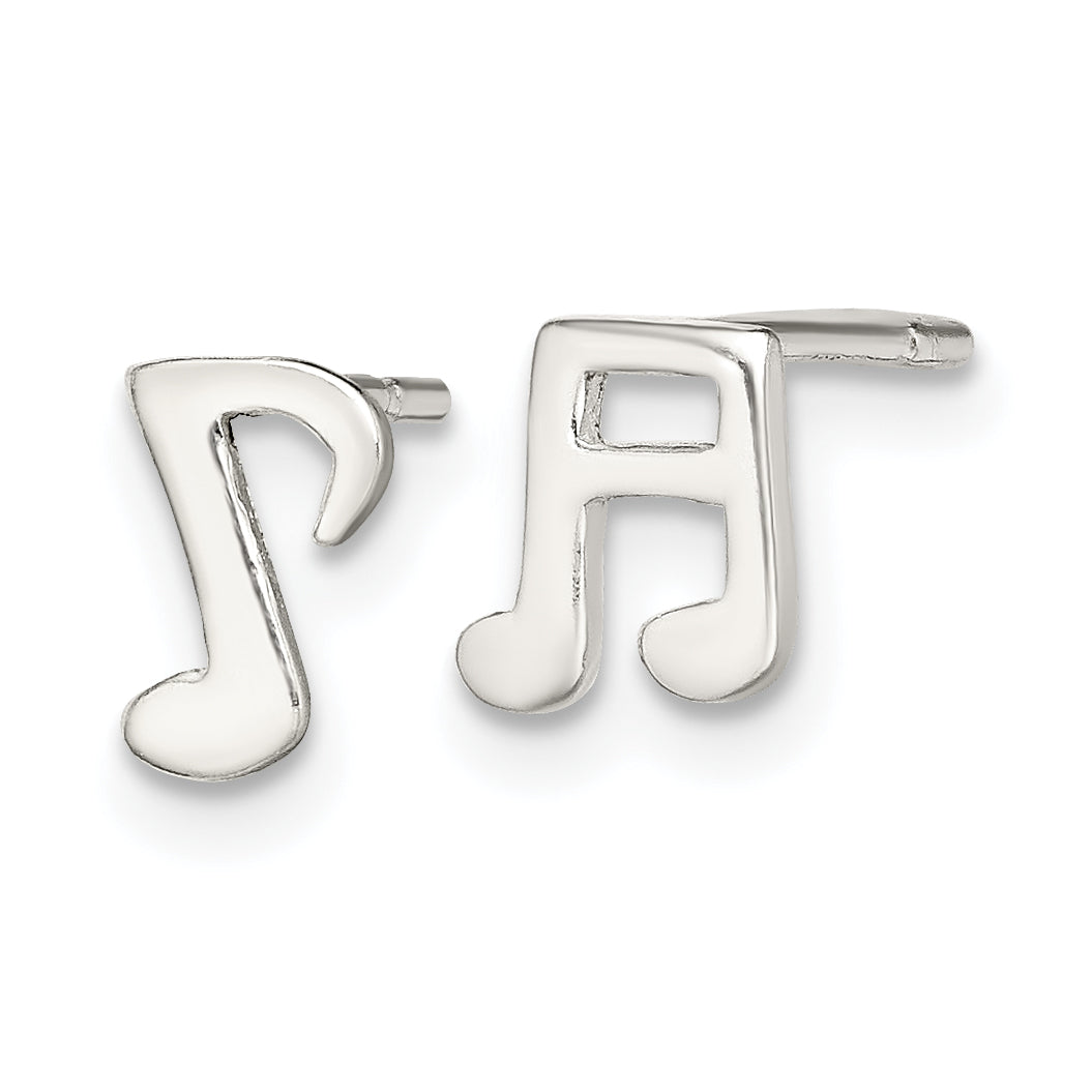 Sterlingsilber Poliert Left und Right Musik Notes Ohrstecker