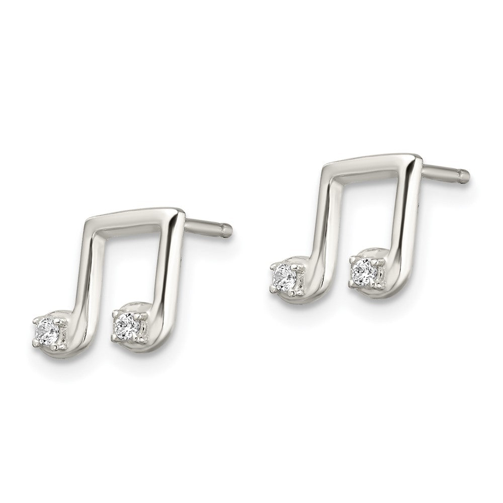 Sterlingsilber Poliert Zirkonia Musical Notes Ohrstecker