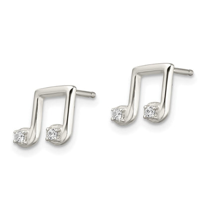 Sterlingsilber Poliert Zirkonia Musical Notes Ohrstecker