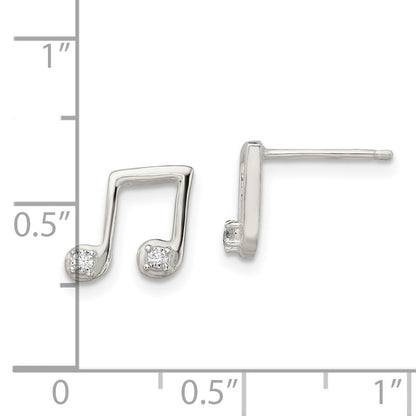 Sterlingsilber Poliert Zirkonia Musical Notes Ohrstecker