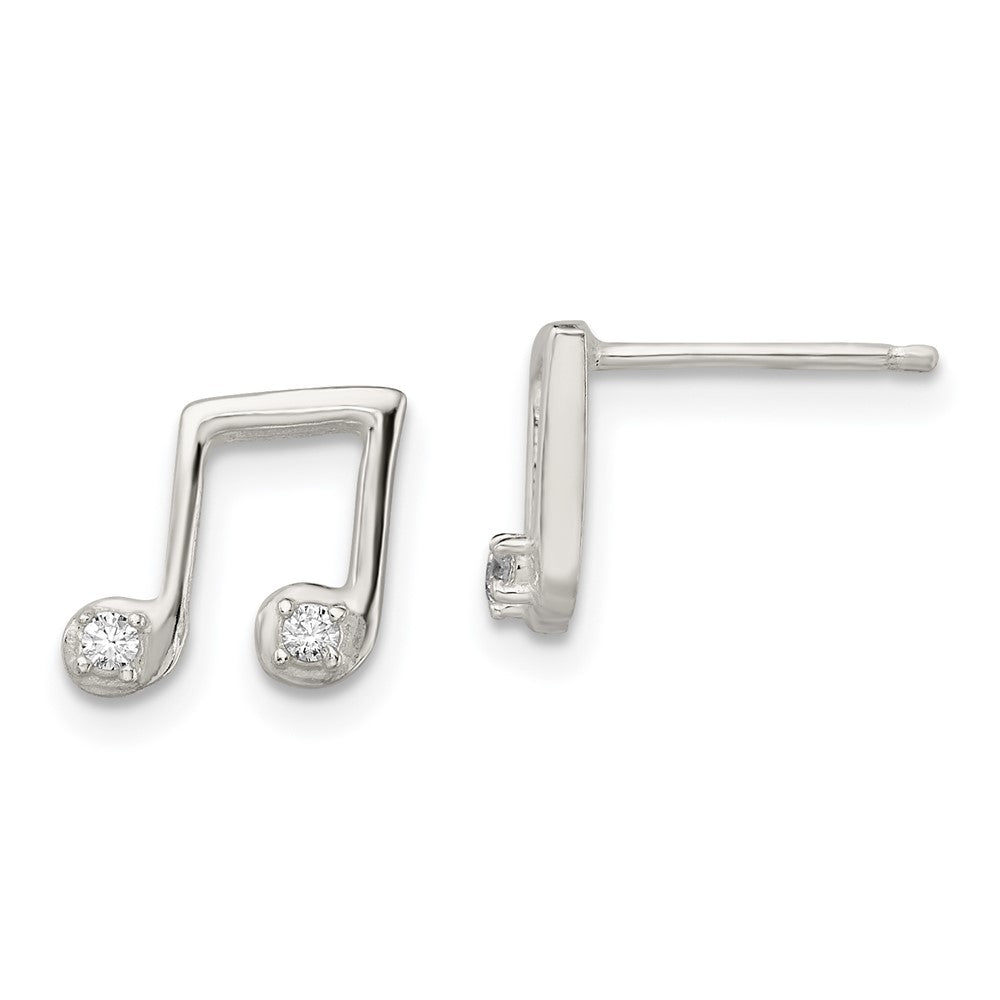 Sterlingsilber Poliert Zirkonia Musical Notes Ohrstecker
