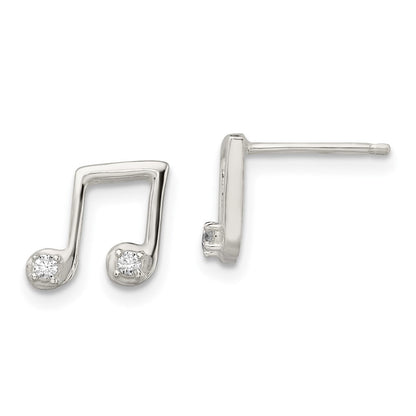 Sterlingsilber Poliert Zirkonia Musical Notes Ohrstecker
