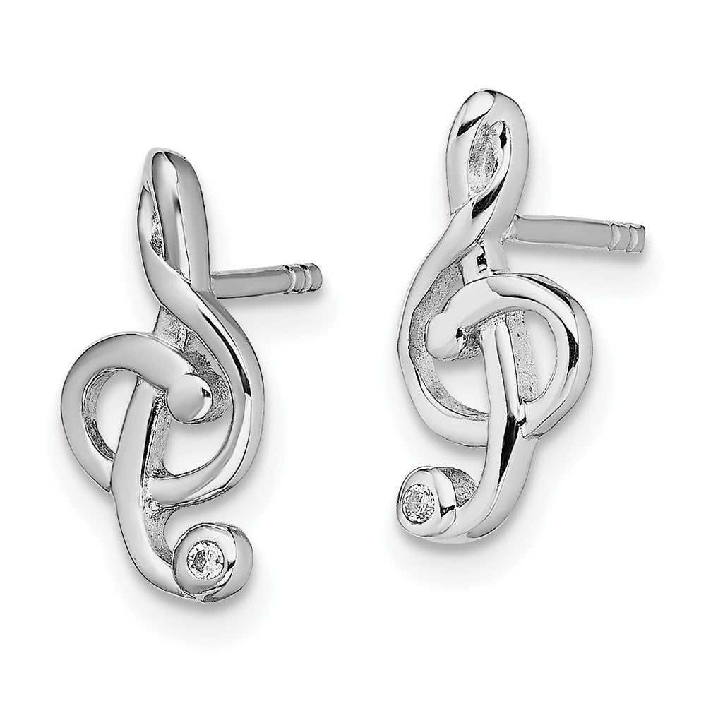 Sterlingsilber Rhodiniert Zirkonia Noten Schlüssel Ohrstecker