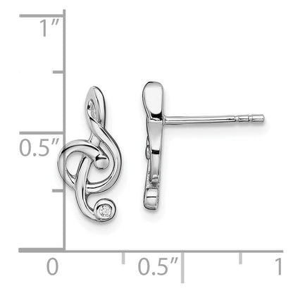 Sterlingsilber Rhodiniert Zirkonia Noten Schlüssel Ohrstecker