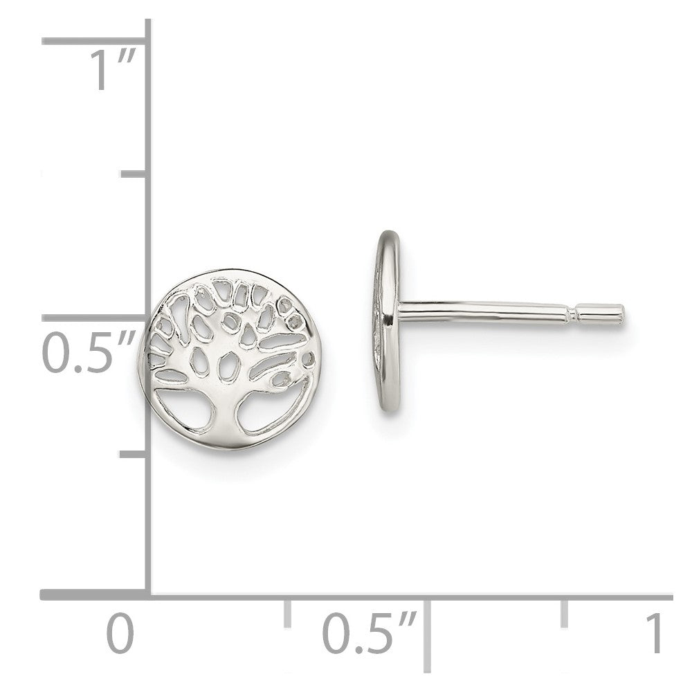 Sterlingsilber Rhodiniert Baum Ohrstecker