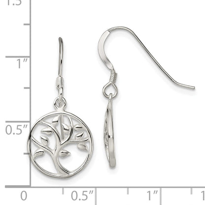 Sterlingsilber Poliert Baum Hängend Hirte Haken Ohrringe