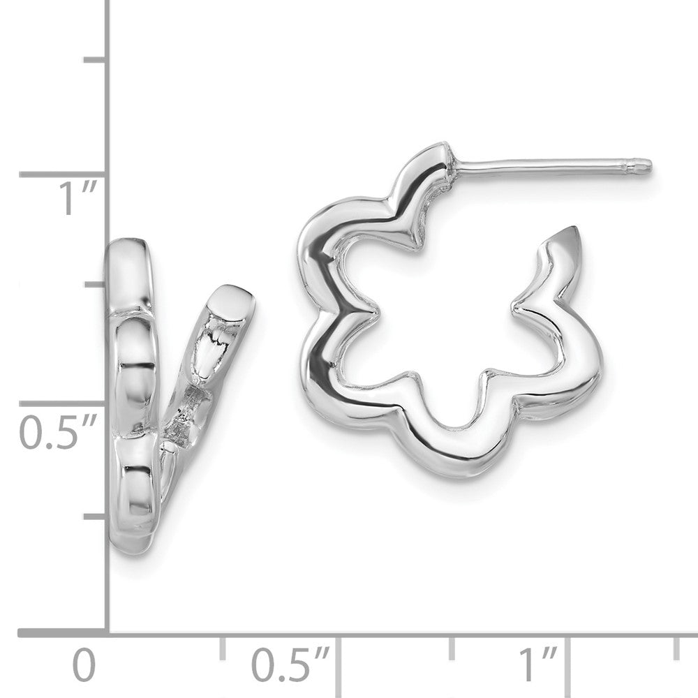 Sterlingsilber Rhodiniert Blume Stecker Creolen