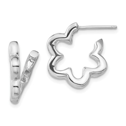 Sterlingsilber Rhodiniert Blume Stecker Creolen