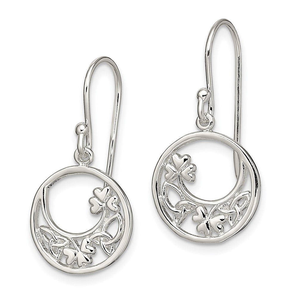 Sterlingsilber Rhodiniert Kreis Klee/celtic Knoten Ohrhänger