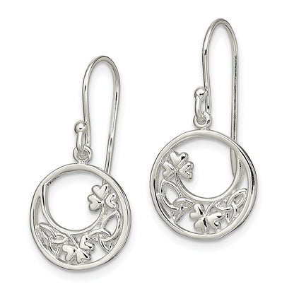 Sterlingsilber Rhodiniert Kreis Klee/celtic Knoten Ohrhänger