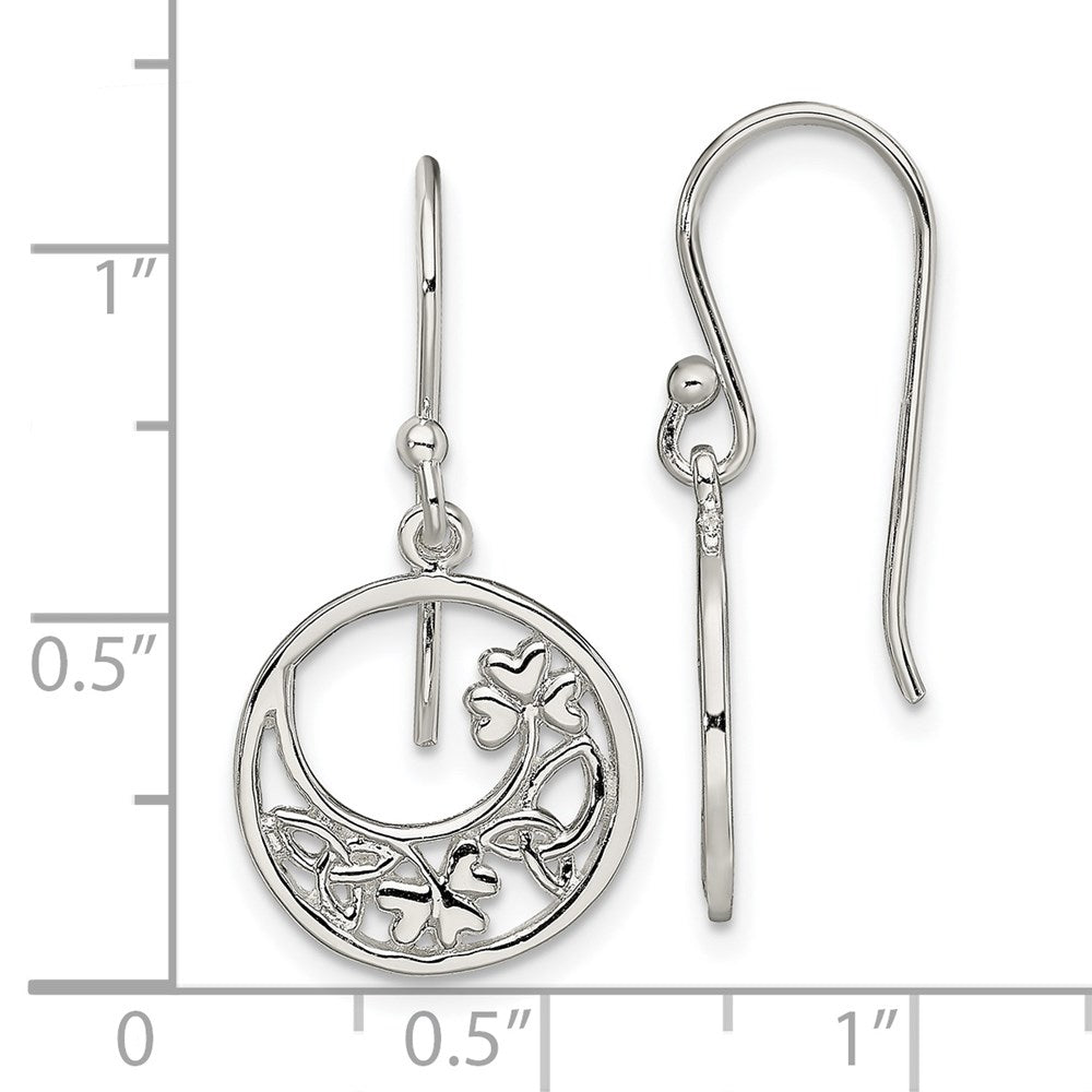 Sterlingsilber Rhodiniert Kreis Klee/celtic Knoten Ohrhänger