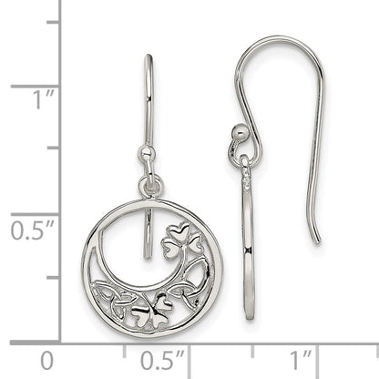 Sterlingsilber Rhodiniert Kreis Klee/celtic Knoten Ohrhänger