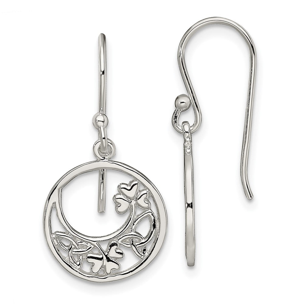 Sterlingsilber Rhodiniert Kreis Klee/celtic Knoten Ohrhänger