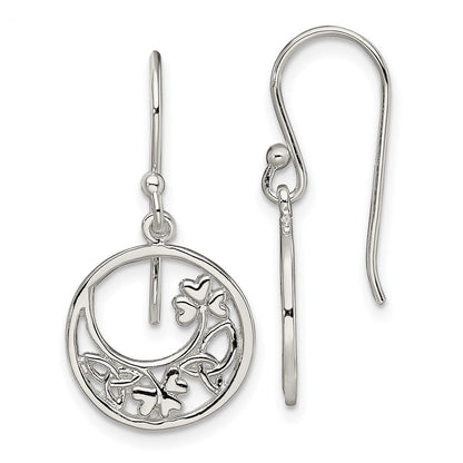 Sterlingsilber Rhodiniert Kreis Klee/celtic Knoten Ohrhänger