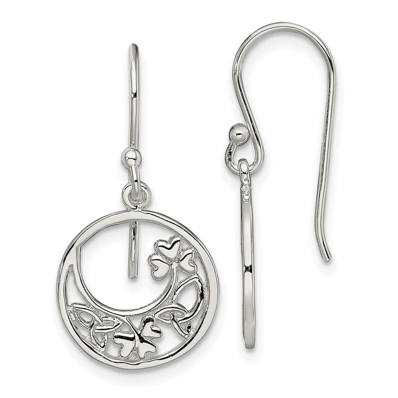 Sterlingsilber Rhodiniert Kreis Klee/celtic Knoten Ohrhänger