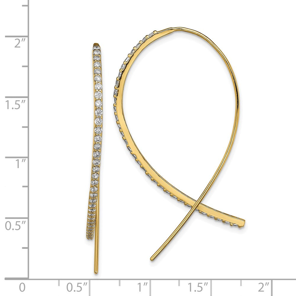 Ss/vergoldet Sterlingsilber Goldfarben Zirkonia Durchzieher-Ohrringe