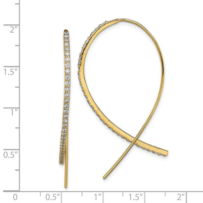 Ss/vergoldet Sterlingsilber Goldfarben Zirkonia Durchzieher-Ohrringe