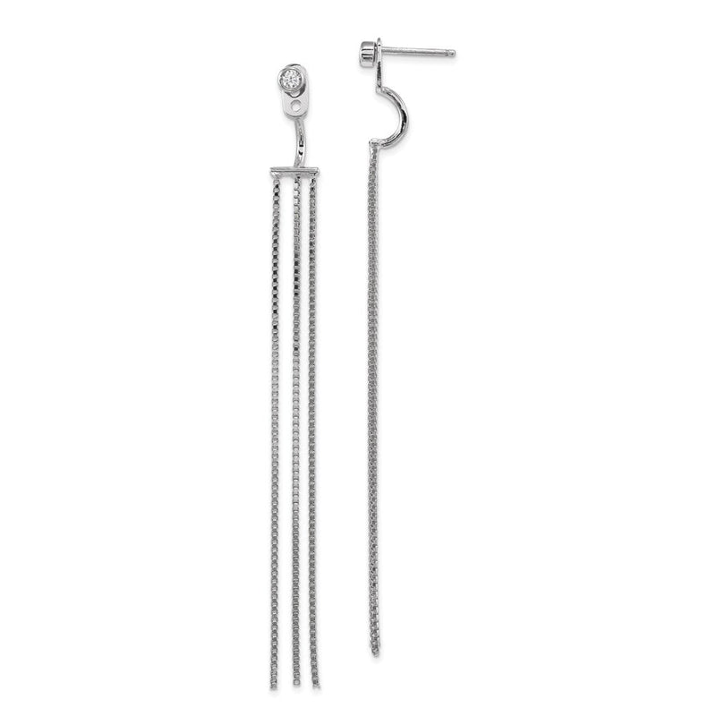 Sterlingsilber Rhodiniert Zirkonia Vorderseite & Rückseite Hängend Kette Ohrstecker