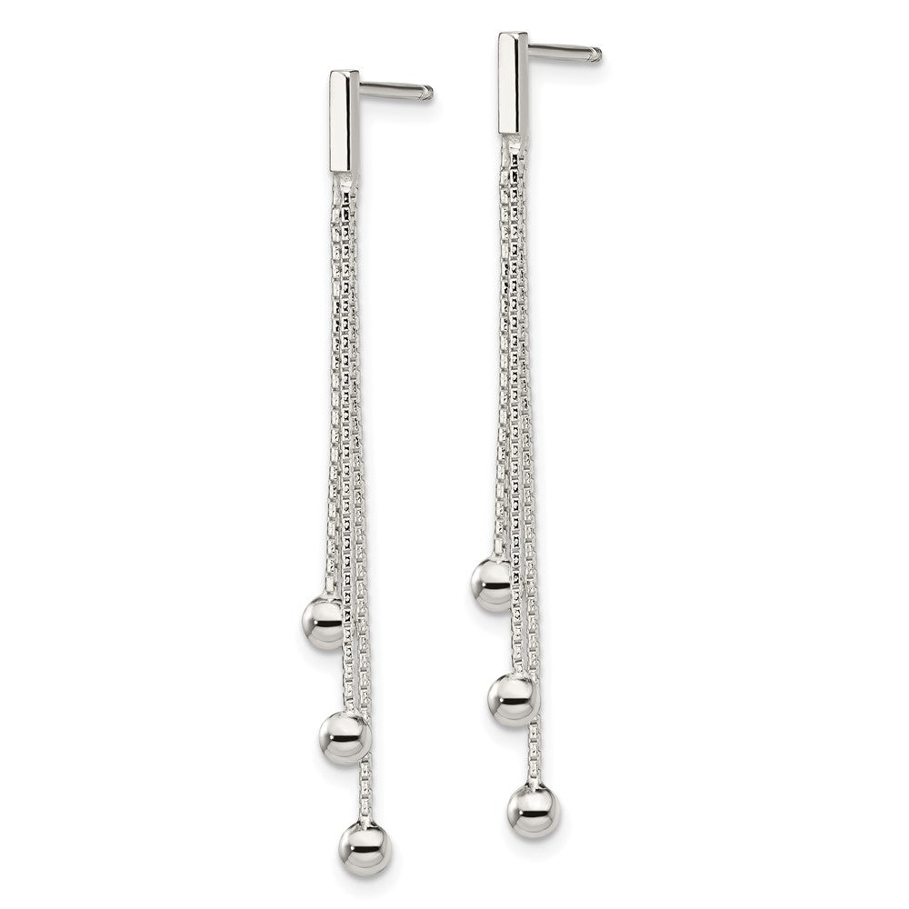 Sterlingsilber Poliert 3-strand Kette & Gekugelt Stecker Ohrhänger